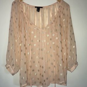 Forever 21 gold dot bohemian blouse